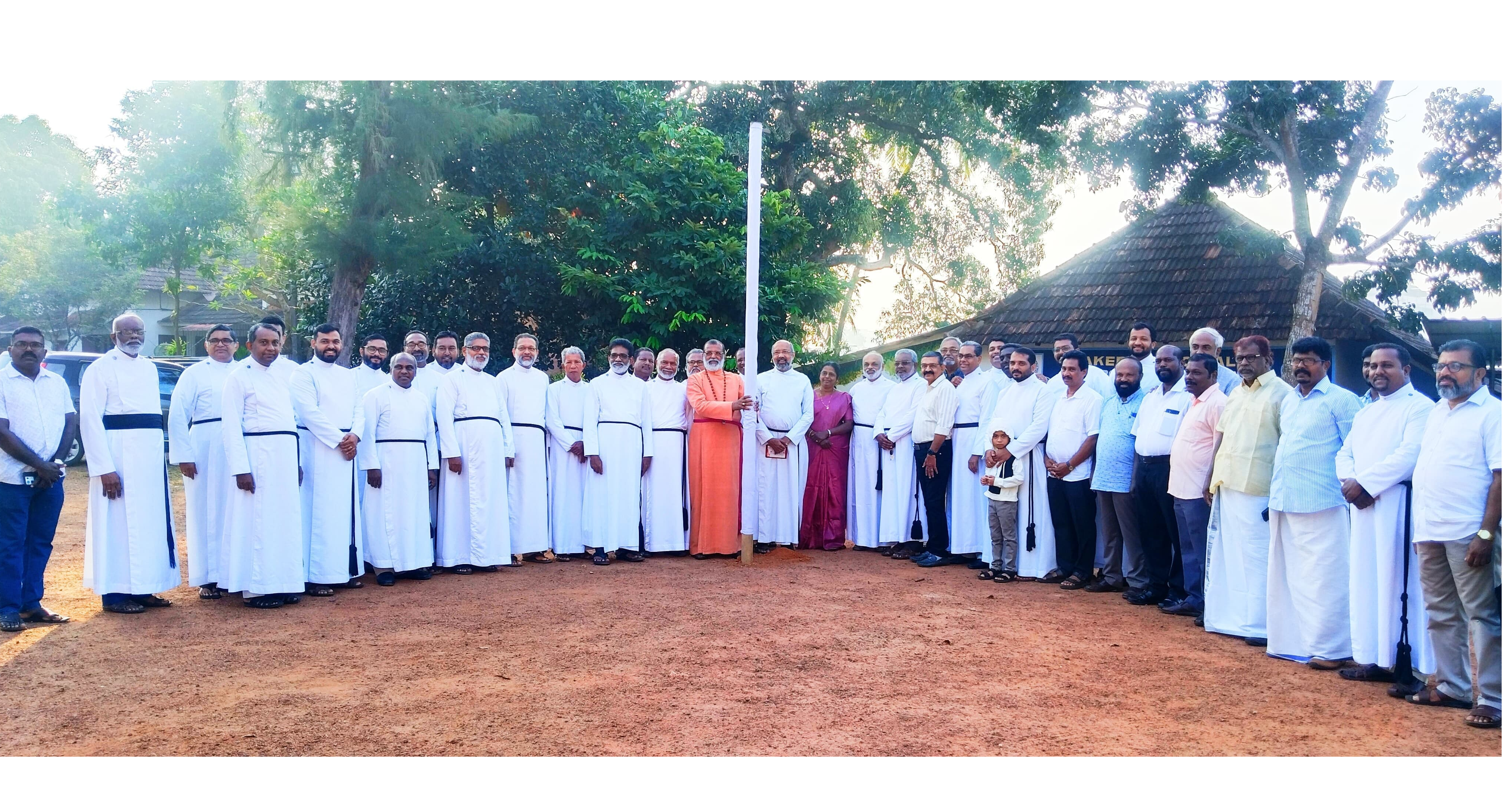 The main pillar of the Convention Pavilion for the Triple Jubilee Convention 59th session of the CSI Madhya Kerala Diocese, was installed today by Bishop Rt. Rev. Dr. Malayil Sabu Koshy Cherian