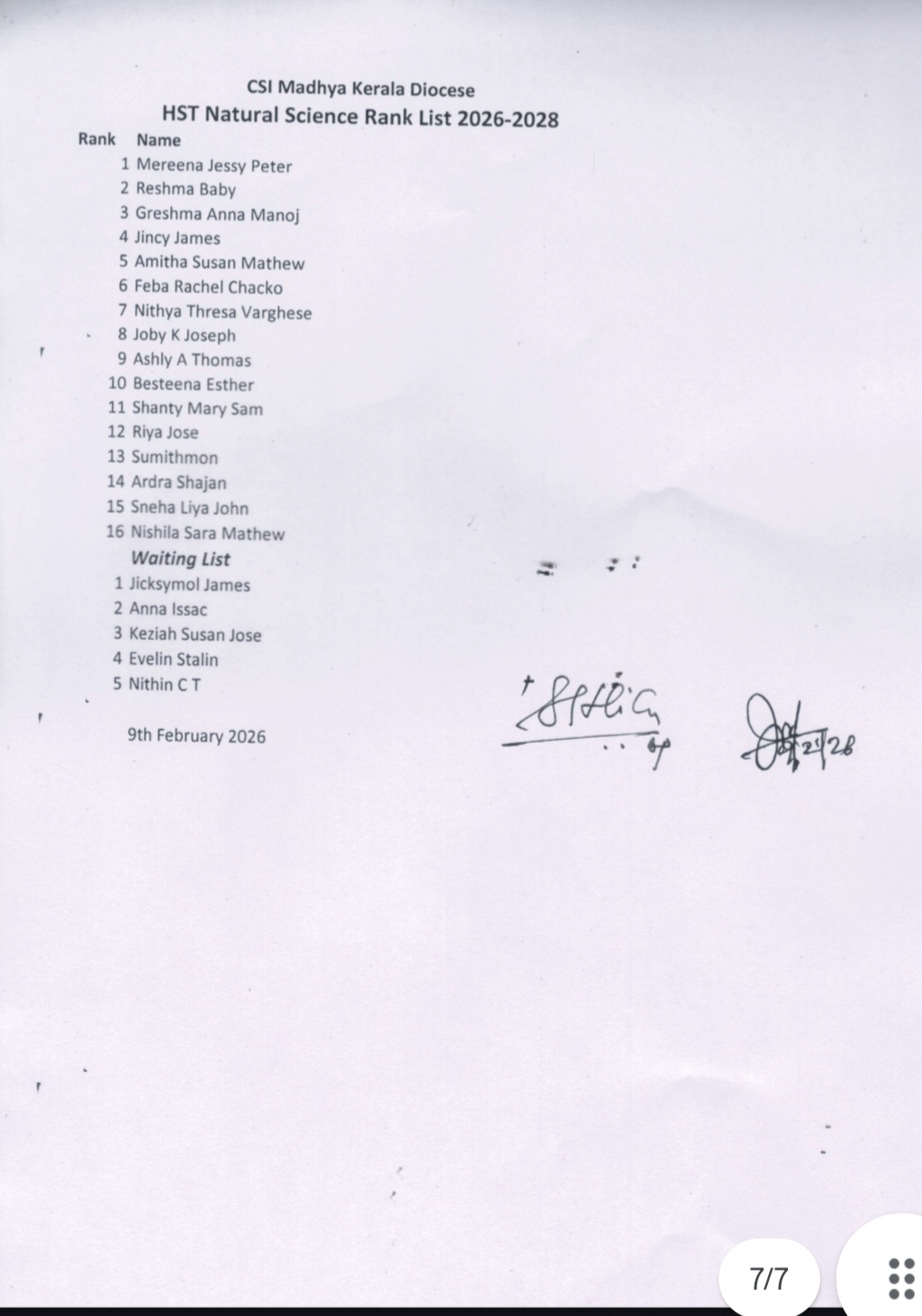 Approved LPST & HST Rank List