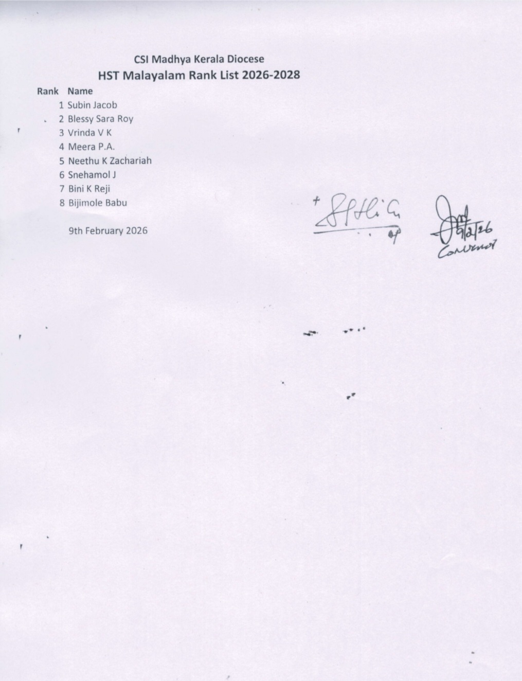 Approved LPST & HST Rank List