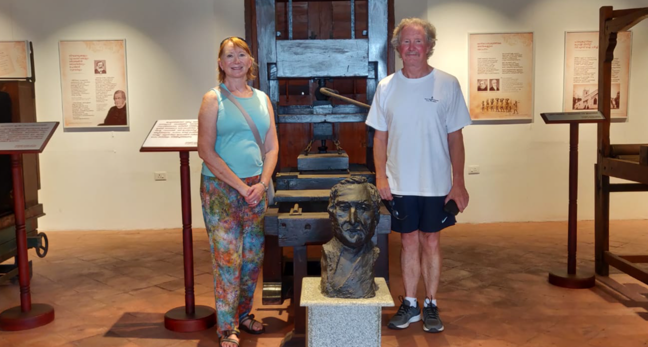 Pamela Mcculloch and her husband Bruce Hook paid a visit to their great grandfather Revered Benjamin Bailey's historical monuments.